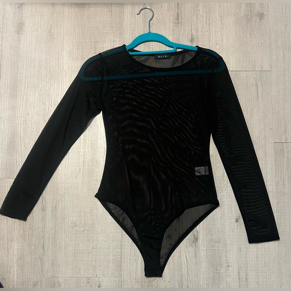 Two Piece Pant Set with Sheer Bodysuit - Picture 2 of 14